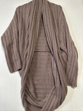 Beryll Cashmere Ribbed Cocoon Cardigan Taupe Open Front One Size NWT Retail $980